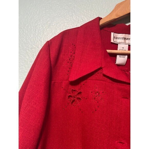 Vintage Karin Stevens Women’s Red Two Piece Outfit Size 14 - Picture 5 of 12